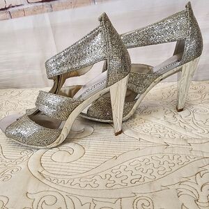 Michael Kors Metallic Silver Heels Size 5